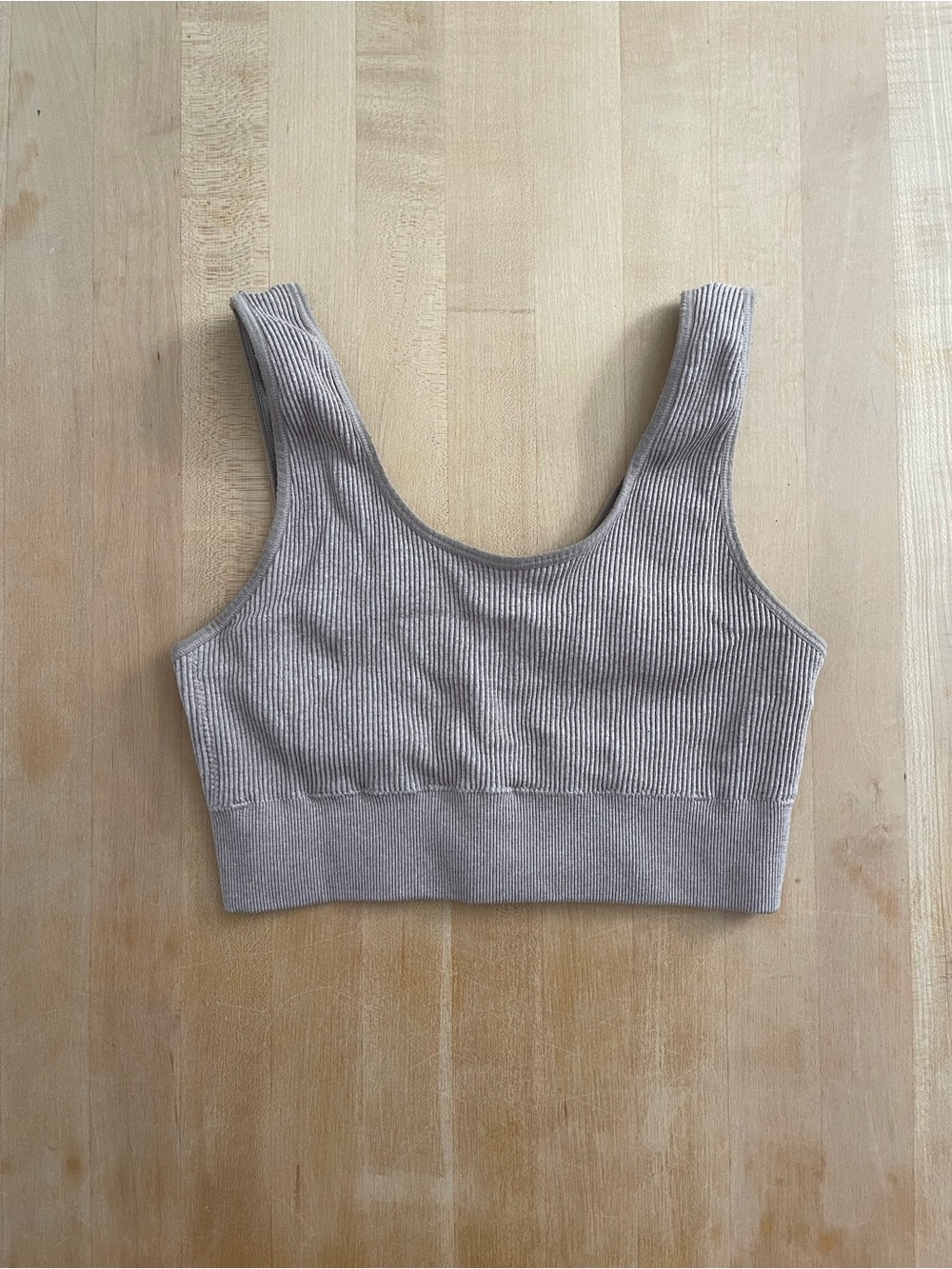 aerie Ribbed Scoop Bralette - Taupe (no padding)